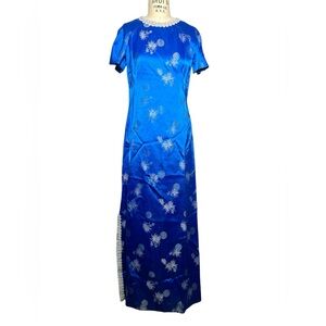 Chinese Blue Silk Dress